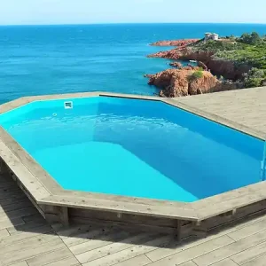 Piscine bois " Cancun " - 6.53 x 4.41 x 1.45 m HABITAT ET JARDIN Dernier Modèle