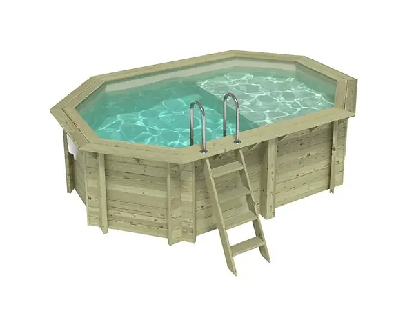 Piscine hors sol en bois NEMO 4.3 x 3 - H.1.18 m avec plage, sable, cadre en métal - sans dalle - BAS7302OSPU3+PLA302 ALTANKA Meilleure Vente