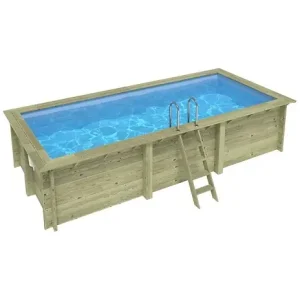 Pas Cher Piscine hors sol en bois AQUA 6.1 x 2.85 - H.1.31 m, bleu pâle, fixations à visser - BAS7307OSPL ALTANKA