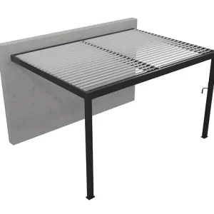 Pergola adossée Sartre alu - Gris/blanc - 4x4m ELSEALU Affaire À Saisir
