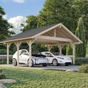 Must-Have Carport bois Robert 2 voitures - Bois - L.640xP.514xH.363cm PALMAKO
