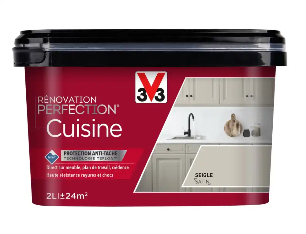 Peinture de rénovation pour cuisine seigle finition satinée 2L - V33 Nouveauté
