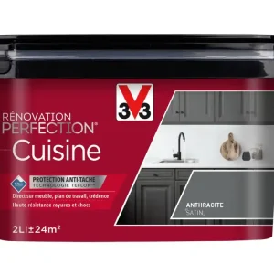 Offre Spéciale Peinture de rénovation pour cuisine gris anthracite finition satinée 2L - V33