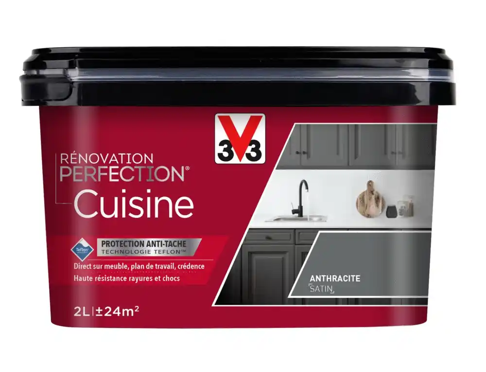Offre Spéciale Peinture de rénovation pour cuisine gris anthracite finition satinée 2L - V33