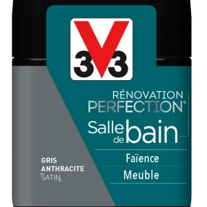 Peinture de rénovation pour salle de bains finition satinée gris anthracite 75 ml V33 Livraison Express