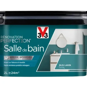 Prix Réduit Peinture de rénovation pour salle de bain bleu lagon finition satinée 2 l V33