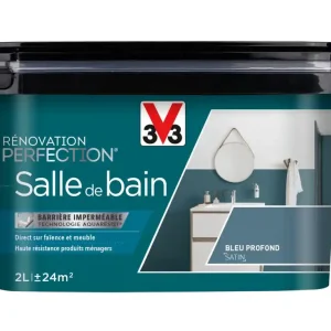 Peinture de rénovation pour salle de bain bleu profond finition satinée 2L - V33 Commander Maintenant
