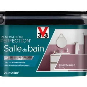 Peinture de rénovation pour salle de bain prune sauvage finition satinée 2L - V33 Promotion Saisonnière