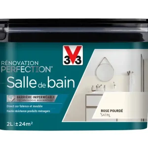 Peinture de rénovation pour salle de bain rose poudré finition satinée 2L - V33 Top Vente