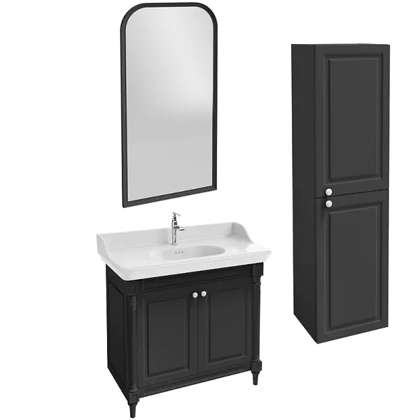 Meuble salle de bain Cléo 1889 plan vasque + colonne droite miroir + mitigeur lavabo chromé JACOB DELAFON Certifié