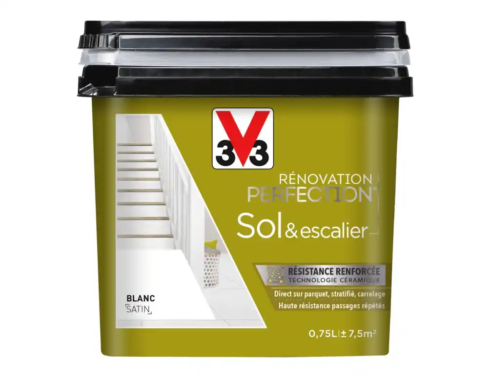 Commander Vite Peinture de rénovation sol et escalier finition satinée blanc 750 ml V33