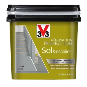 Usine Directe Peinture de rénovation sol et escalier finition satinée titane 750 ml V33