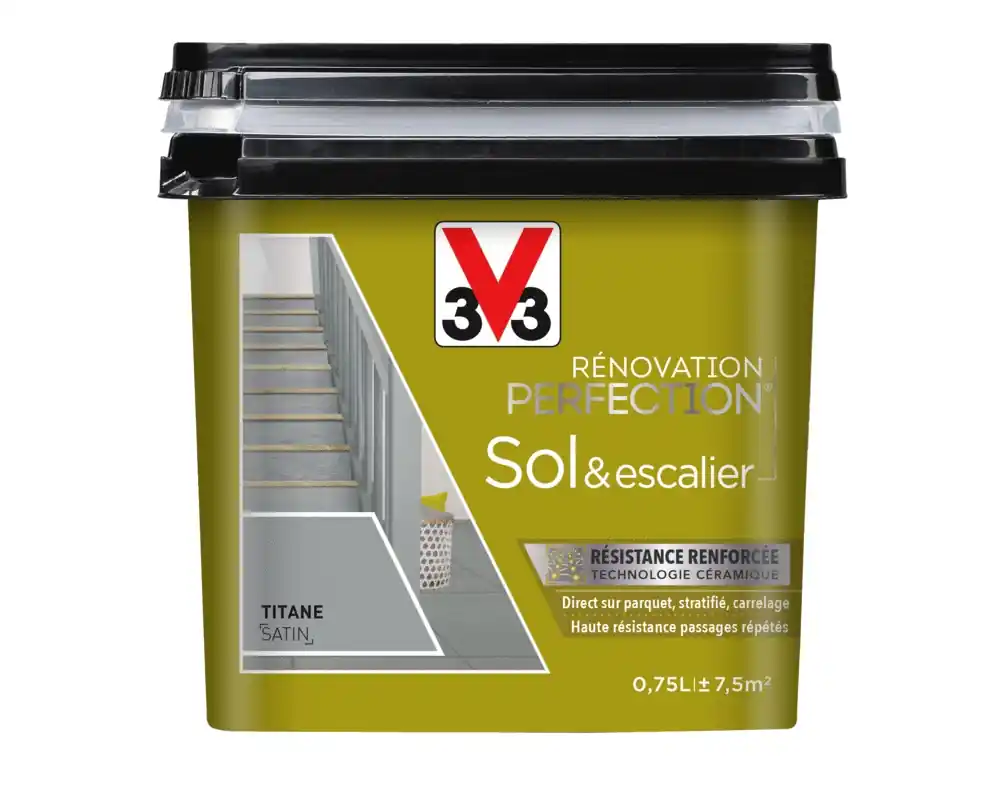 Usine Directe Peinture de rénovation sol et escalier finition satinée titane 750 ml V33