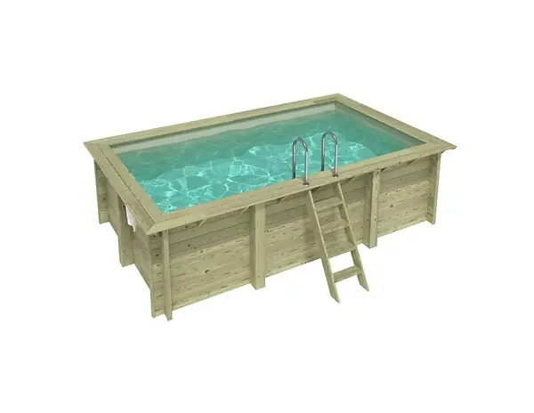 Bon Plan Piscine hors sol en bois AQUA 4.65 x 2.85 - H.1.24 m, sable, cadre en métal - sans dalle - BAS7306OSPU3 ALTANKA