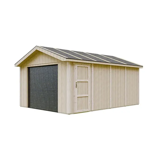 Garage QUALITÉ PREMIUM 17 m² - L378xl530 cm- garage pour auto, moto, vélos, machines de jardinage - Construction en Panneaux LP Smartside - Abri de jardin Timbela M991B Prix Choc