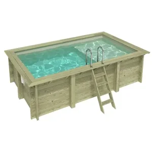 Piscine hors sol en bois AQUA 4.65 x 2.85 - H.1.24 m avec plage, sable, fixations à visser - BAS7306OSPL3+PLA306 ALTANKA Achat Immédiat