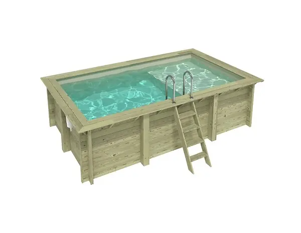 Piscine hors sol en bois AQUA 4.65 x 2.85 - H.1.24 m avec plage, sable, fixations à visser - BAS7306OSPL3+PLA306 ALTANKA Achat Immédiat