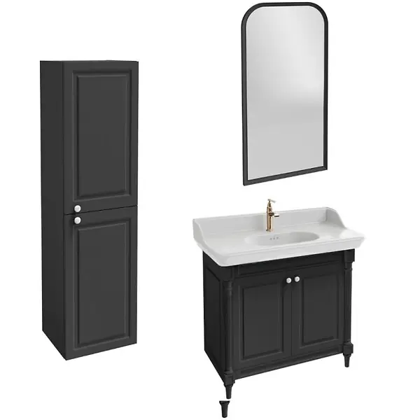 Commander Vite Meuble salle de bain Cléo 1889 plan vasque + colonne droite miroir + mitigeur lavabo or JACOB DELAFON