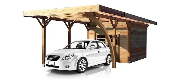 Carport avec abri en pin du Nord - L.406xl.706cm SOLID Nouvelle Collection