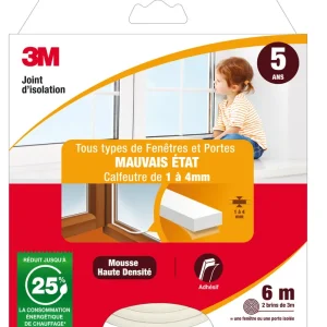 Meilleure Vente Joint d‘isolation pour fenêtre et porte 6 m 1 à 4 mm Classique blanc 3M