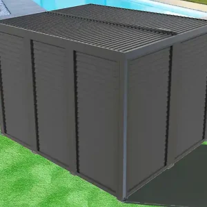 Nouveauté Pergola bioclimatique alu - Gris - L.360xP.300cm HABRITA