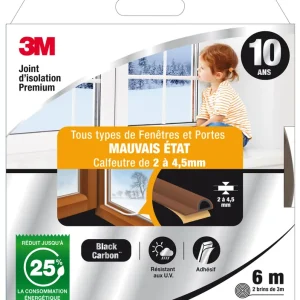 Retour Gratuit Joint d‘isolation pour fenêtre et porte 6 m 2 à 4.5 mm Premium marron 3M