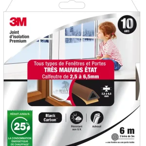 Remise Joint d‘isolation pour fenêtre et porte 6 m 2.5 à 6.5 mm Premium marron 3M