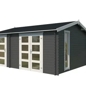 Abri de jardin en bois Carroz2 - Anthracite - Surface intérieure 15,96 m² LASITAMAJA Soldes
