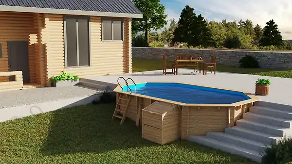 Piscine bois ovale Avocado - L.656xH.131xP.456cm SUNBAY Quantité Limitée