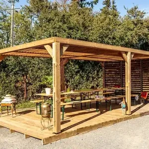 Populaire Pergola autoportante en bois THT - L.341xP.614cm HABRITA