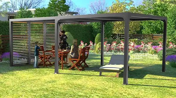 Pergola bioclimatique aluminium XXL - Gris anthracite HABRITA Affaire À Saisir