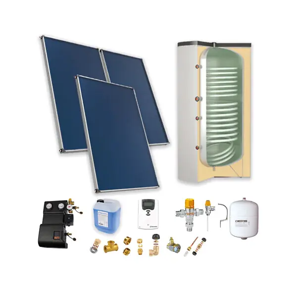 Chauffe-eau solaire 3 capteurs solaires toiture inclinée + ballon ECS 500L double échangeur - THERMADOR - PSOLECSP35 Dernier Modèle