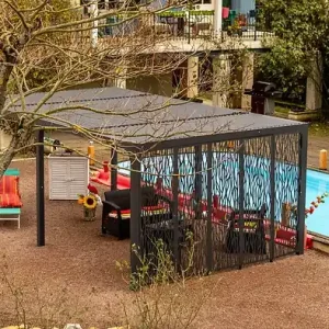 Pergola bioclimatique aluminium - Gris - L.598xH.235xP.360cm HABRITA Certifié