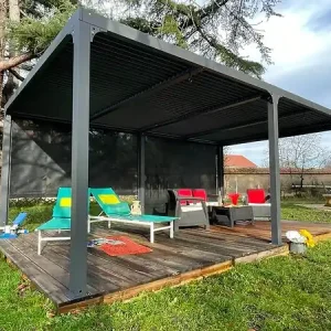 Pergola bioclimatique aluminium - Gris anthracite HABRITA Bon Marché
