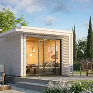 Abri de jardin en bois Amberley 6 - Gris et blanc - L.350xP.353cm WEKA Solde
