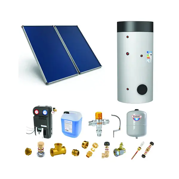 Meilleur Prix Chauffe-eau solaire 2 capteurs solaires fixation toiture plate + ballon ECS 300L double échangeur THERMADOR