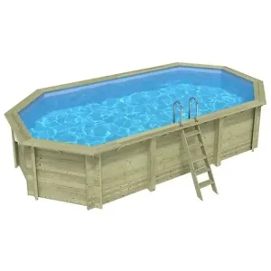Livraison Express Piscine hors sol en bois NEMO 7.3 x 3.97 - H.1.45 m, bleu pâle, fixations à sceller - BAS7305OSPI ALTANKA