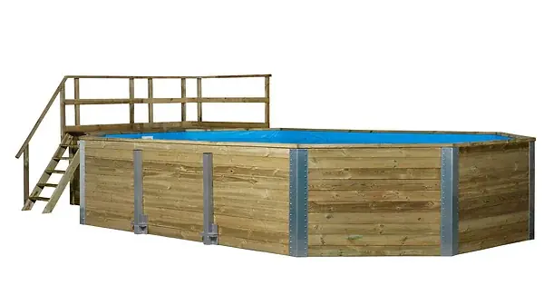 Piscine hors-sol bois 594 - Brun - L.714xl.376xH.116cm WEKA Produit De Marque