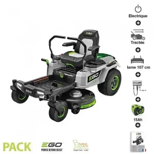 Haute Qualité Tondeuse à gazon Zero Turn batterie 15Ah chargeur mural inclus Ego coupe 107 cm ZT4201E EGO POWER+