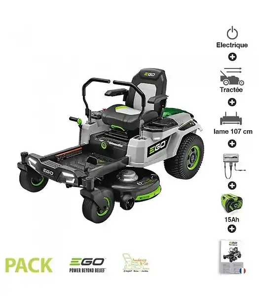 Haute Qualité Tondeuse à gazon Zero Turn batterie 15Ah chargeur mural inclus Ego coupe 107 cm ZT4201E EGO POWER+