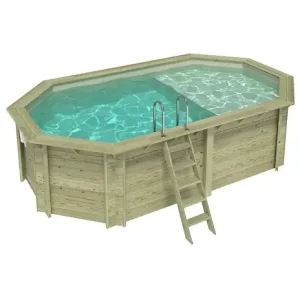 Meilleur Choix Piscine hors sol en bois NEMO 5.79 x 3.49 - H.1.45 m avec plage, sable, fixations à sceller - BAS7304OSPI3+PLA304 ALTANKA