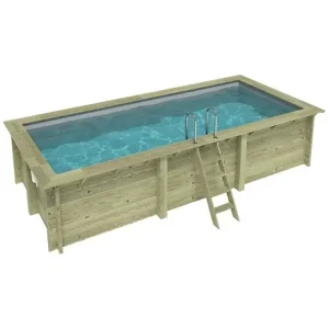 Piscine hors sol en bois AQUA 6.1 x 2.85 - H.1.31 m, gris clair, cadre en métal - sans dalle - BAS7307OSPU2 ALTANKA Populaire