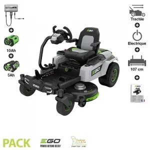 Tondeuse à gazon Zero Turn (avec volant) batterie 15Ah chargeur mural inclus Ego coupe 107 cm ZT4201ES EGO POWER+ Remise