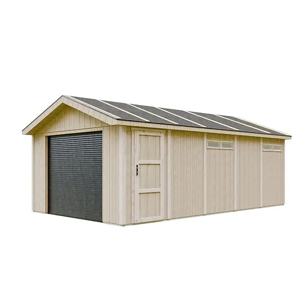 Seulement Aujourd'hui Garage Qualité Premium 21 m²- L378xl648 cm- garage pour auto, moto, vélos, machines de jardinage- Construction en Panneaux LP Smartside - Abri de jardin Timbela M992B