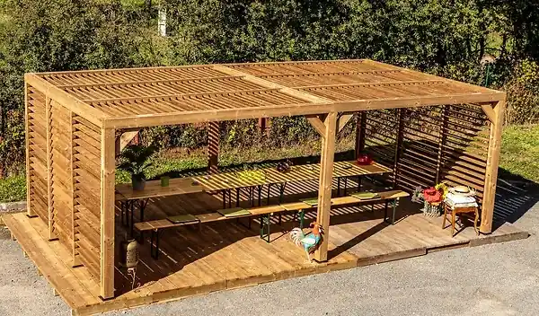 Pergola bois autoportante Thermauvent - L.614xH.217xP.341cm HABRITA Solde