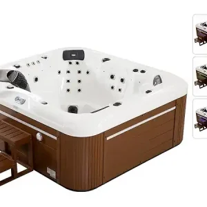 Bon Plan Spa LED "Bora-Bora" - 6 places - Cuve blanche - système Balboa - Enceintes bluetooth intégrées HABITAT ET JARDIN