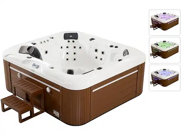 Bon Plan Spa LED "Bora-Bora" - 6 places - Cuve blanche - système Balboa - Enceintes bluetooth intégrées HABITAT ET JARDIN