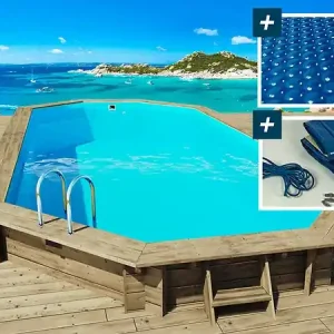 Piscine bois " Sevilla " - 8.57 x 4.57 x 1.45 m + Bâche à bulles 180 µ + Bâche hiver 280 gr/m² HABITAT ET JARDIN Achetez Aujourd'hui