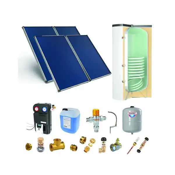Chauffe-eau solaire 4 capteurs solaires toiture inclinée + ballon ECS 500L double échangeur - THERMADOR - PSOLECSP45 Dernière Chance