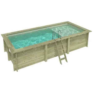 Meilleure Vente Piscine hors sol en bois AQUA 6.1 x 2.85 - H.1.31 m avec plage, sable, cadre en métal - sans dalle - BAS7307OSPU3+PLA307 ALTANKA